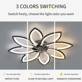 Modern Ceiling Light Fan, Low Profile, 6 Wind Speed, 3 Color (90cm, Black) - Front View