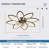 Modern Ceiling Light Fan, Low Profile, 6 Wind Speed, 3 Color (90cm, Black) - Side View