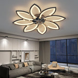 Modern Ceiling Light Fan, Low Profile, 6 Wind Speed, 3 Color (90cm, Black) - Top-Down View