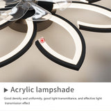 Modern Ceiling Light Fan, Low Profile, 6 Wind Speed, 3 Color (90cm, Black) - Rear View