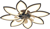 Modern Ceiling Light Fan, Low Profile, 6 Wind Speed, 3 Color (90cm, Black) - Close-Up Angle
