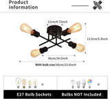 Industrial Semi Flush Mount Chandelier, Black - 45-Degree Angle