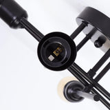 Industrial Semi Flush Mount Chandelier, Black - Close-Up Angle