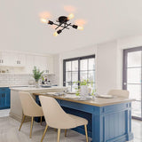 Industrial Semi Flush Mount Chandelier, Black - Extra Image
