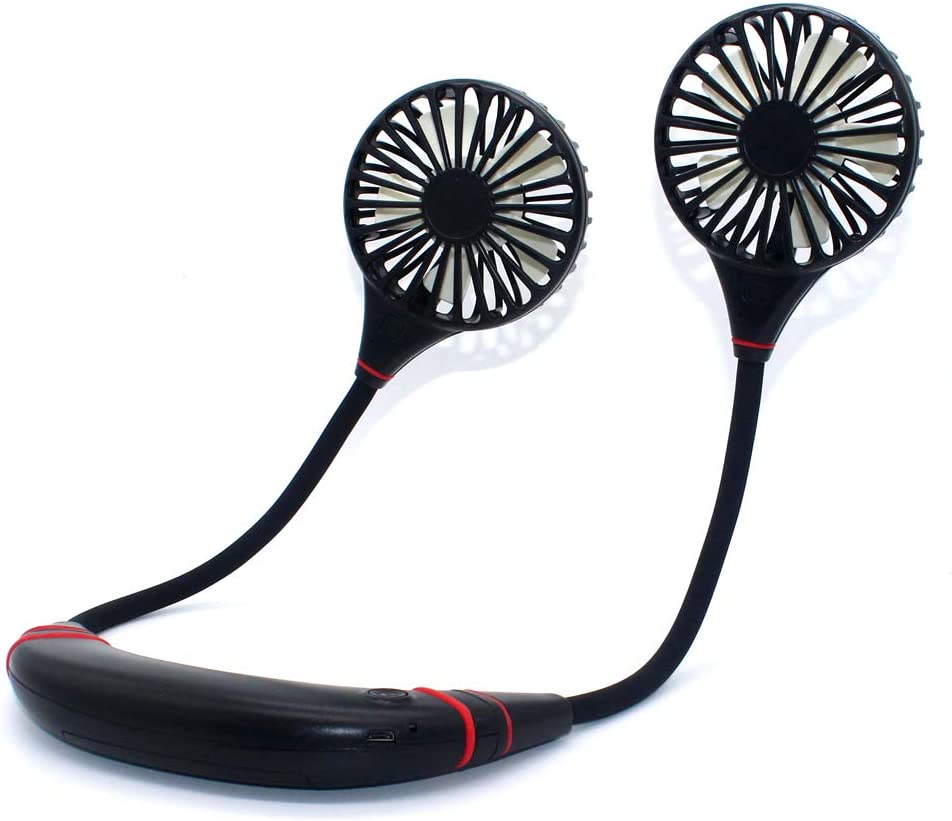Hands-Free Neck-Mounted Portable Air Cooler Fan with USB Rechargeable Battery and 3 Speed Settings for Outdoor Activities