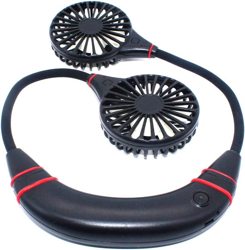 Hands-Free Neck-Mounted Portable Air Cooler Fan with USB Rechargeable Battery and 3 Speed Settings for Outdoor Activities