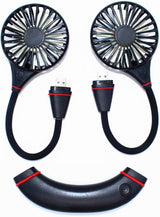 Hands-Free Neck-Mounted Portable Air Cooler Fan with USB Rechargeable Battery and 3 Speed Settings for Outdoor Activities - Top-Down View