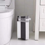 Hanging Trash Can Collapsible Small Garbage Waste Bin for Kitchen Cabinet Door (White) - 45-Degree Angle