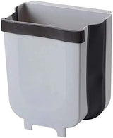 Hanging Trash Can Collapsible Small Garbage Waste Bin for Kitchen Cabinet Door (Grey) - Top-Down View