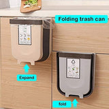 Hanging Trash Can Collapsible Small Garbage Waste Bin for Kitchen Cabinet Door (Grey) - 45-Degree Angle