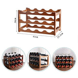 3-layer Bamboo Wine Storage Rack (12 bottles) - Front View