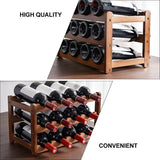 3-layer Bamboo Wine Storage Rack (12 bottles) - 45-Degree Angle