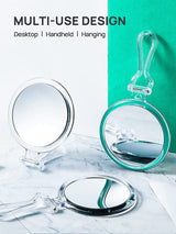Double-Sided 1X/20X Magnifying Foldable Makeup Mirror for Handheld, Table and Travel Usage - 45-Degree Angle