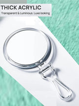 Double-Sided 1X/20X Magnifying Foldable Makeup Mirror for Handheld, Table and Travel Usage - Rear View