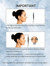 Double-Sided 1X/20X Magnifying Foldable Makeup Mirror for Handheld, Table and Travel Usage - Close-Up Angle