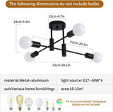 Mid Century Chandelier Modern, 4-Light - 45-Degree Angle