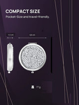 Mini Mix Diamond 1X/2X Magnifying Round Metal Pocket Makeup Mirror (Silver) - Top-Down View