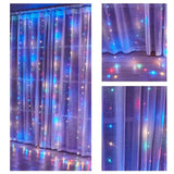 300 LEDs Window Curtain Fairy Lights 8 Modes and Remote Control for Bedroom (Multicolor, 300 x 300cm) - 45-Degree Angle