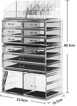 Makeup Cosmetic Organizer Storage with 12 Drawers Display Boxes (Clear) - Front View
