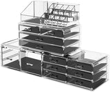 Makeup Cosmetic Organizer Storage with 12 Drawers Display Boxes (Clear) - Side View