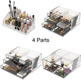 Makeup Cosmetic Organizer Storage with 12 Drawers Display Boxes (Clear) - Top-Down View