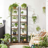 6-Tier Rustic Bookshelf, Brown & Black - Close-Up Angle