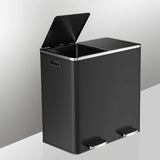 Kitchen Dual Recycling Bin 30L, Black - Rear View