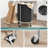Steel Frame Laundry Basket Wheels, Black - Rear View