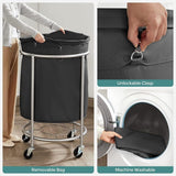 Steel Frame Laundry Basket Wheels, Black - Close-Up Angle