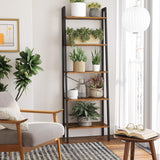 5-Tier Industrial Bookcase, Rustic Brown - Top-Down View