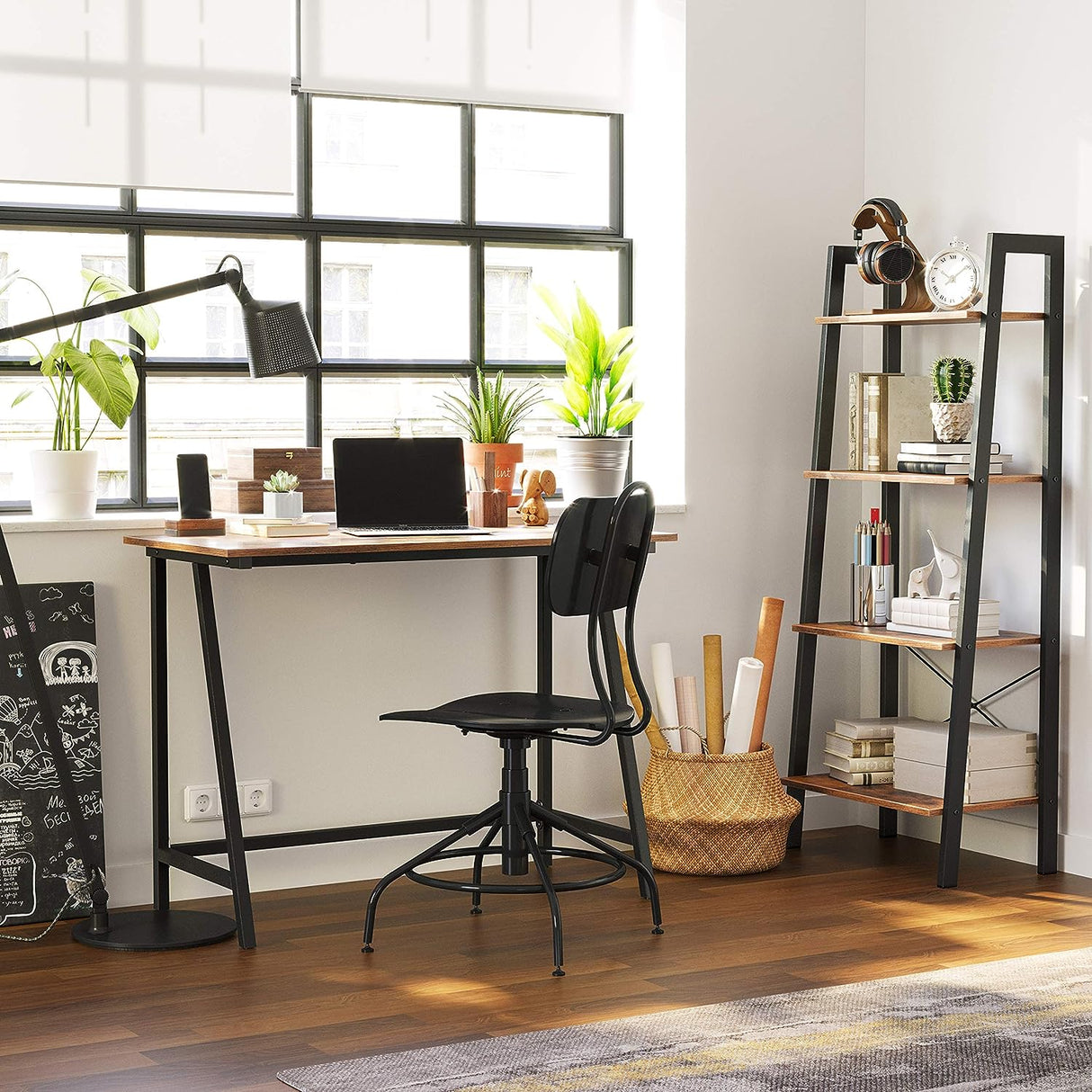 Industrial Rustic Steel Writing Desk for Home Office