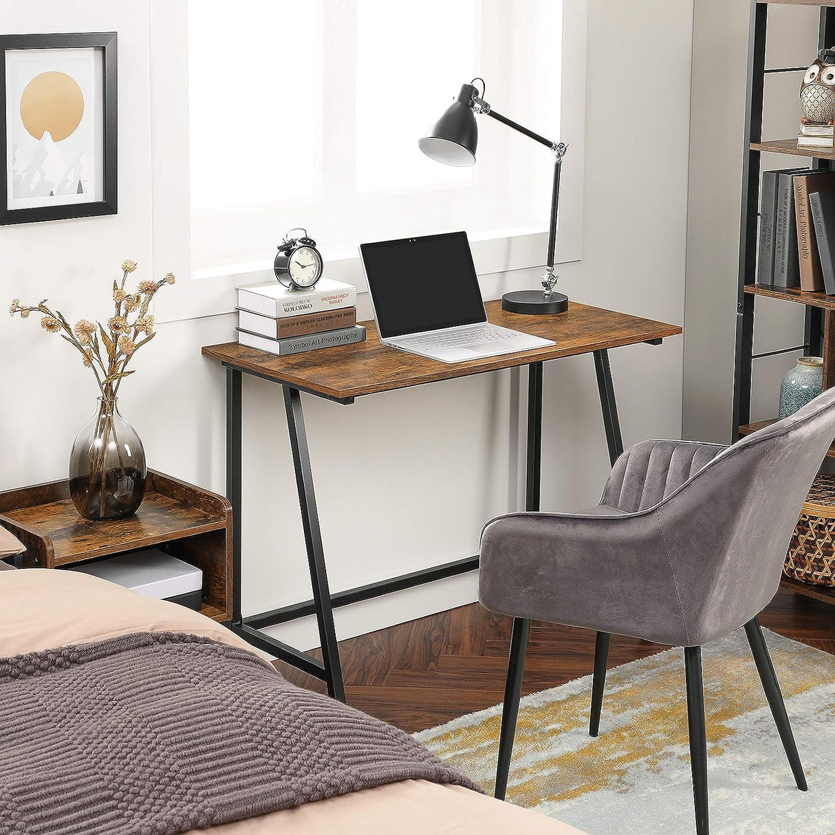 Industrial Rustic Steel Writing Desk for Home Office