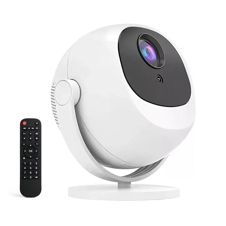 White 5G 4K Smart LED Projector in Black with Bluetooth and WiFi for Home Theater