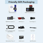 5K Dash Cam with 4" Screen, 5GHz WiFi, GPS, 128GB Card, and Hardware Kit