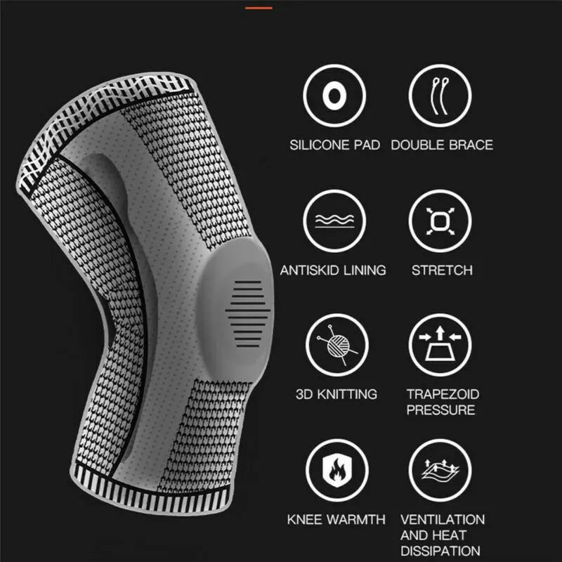 Black Knee Compression Sleeve for Sports Support, Size M