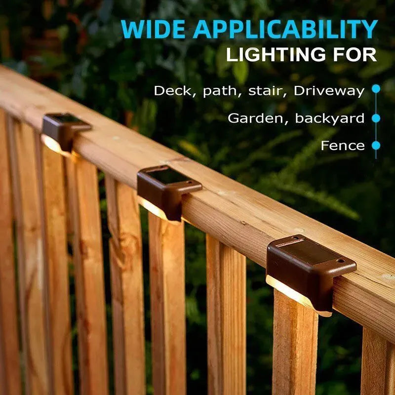 Multicoloured warm Outdoor Solar LED Deck Lights - Warm White, Black, 8-Pack for Garden, Patio, Pathway, Stairs