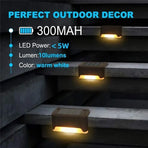 Multicoloured warm Outdoor Solar LED Deck Lights - Black, 8-Pack, Waterproof for Garden, Patio, Pathway, and Stairs