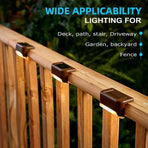 Multicoloured warm Solar LED Deck Lights - 8-Pack Black Outdoor Pathway and Step Lamps