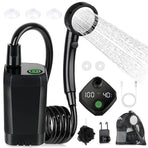 Portable Black Camping Shower with 6000mAh Rechargeable Battery and LED Display