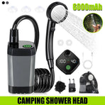 Portable Black Camping Shower with 6000mAh Rechargeable Battery and LED Display