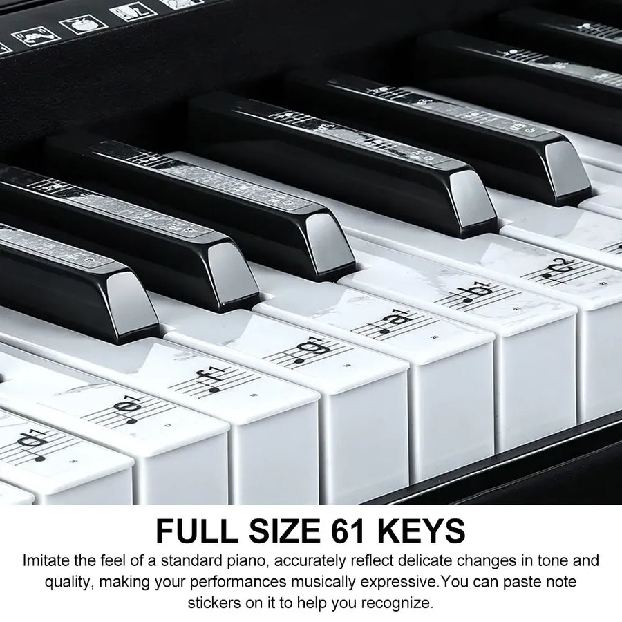 61-Key Black Electronic Digital Piano Keyboard with Built-In Speaker and Microphone