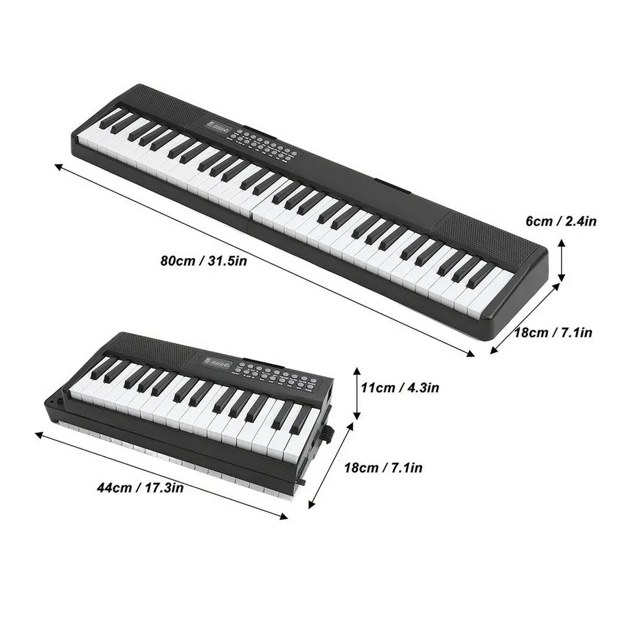 61-Key Black Electronic Digital Piano Keyboard with Built-In Speaker and Microphone
