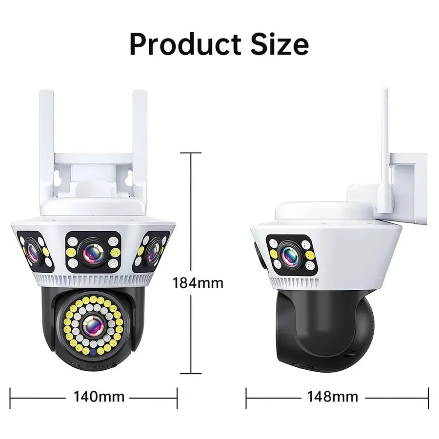 Outdoor 1080P HD WiFi Wireless PTZ IP Security Camera in Black with Auto Tracking