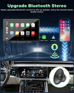 Portable 9" Black Car Stereo Radio with Wireless Apple CarPlay and Android Auto