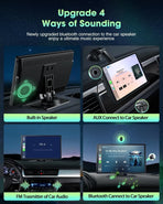 Portable 9" Black Car Stereo Radio with Wireless Apple CarPlay and Android Auto