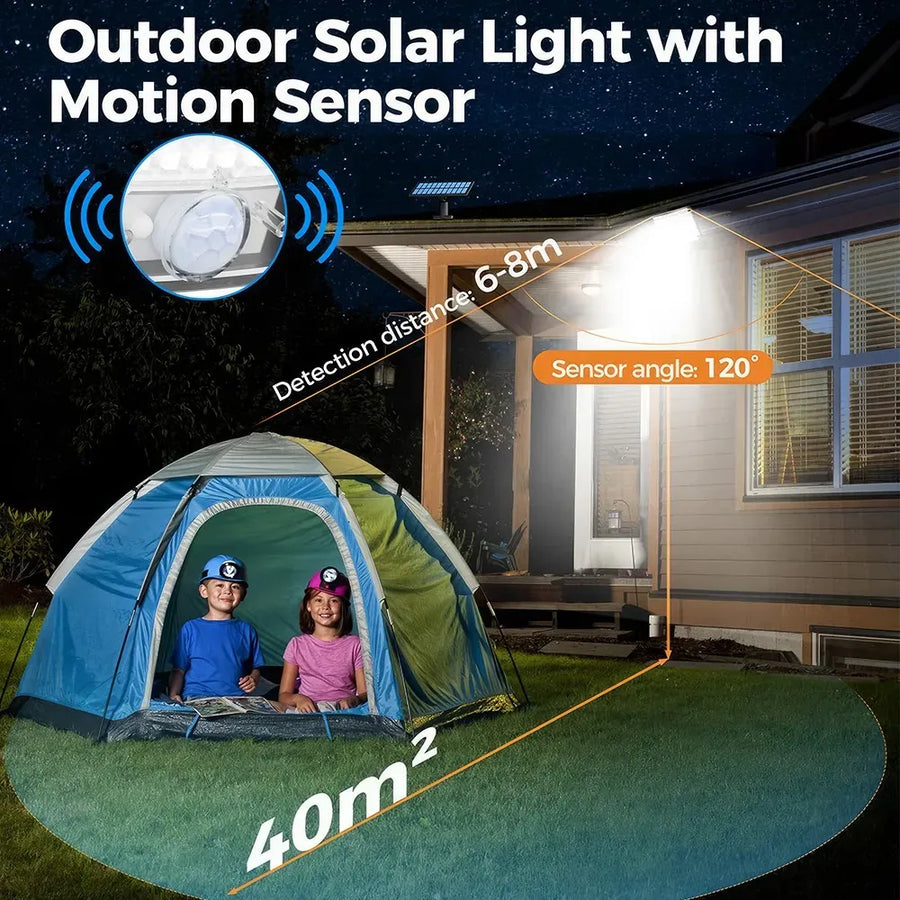238LED Solar Powered Motion Sensor Outdoor Security Flood Light - Black