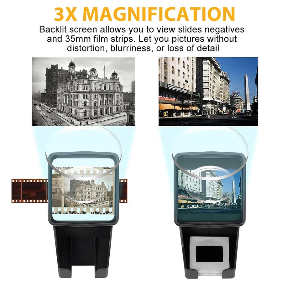 Photography Slide Viewer with 3X Magnification, Black, Desktop Design