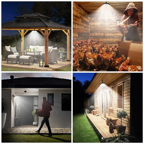 3000LM Black Solar Sensor LED Lights with Dual Head for Outdoor Use, Solar Powered