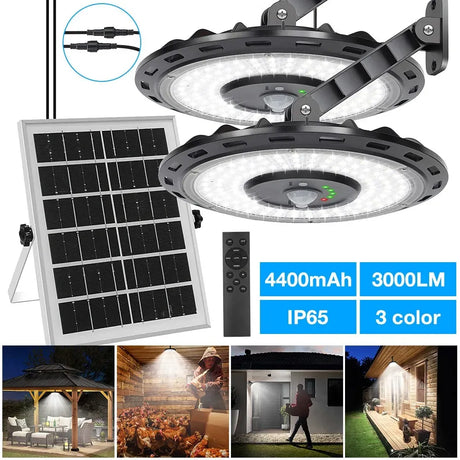 3000LM Black Solar Sensor LED Lights with Dual Head for Outdoor Use, image 10