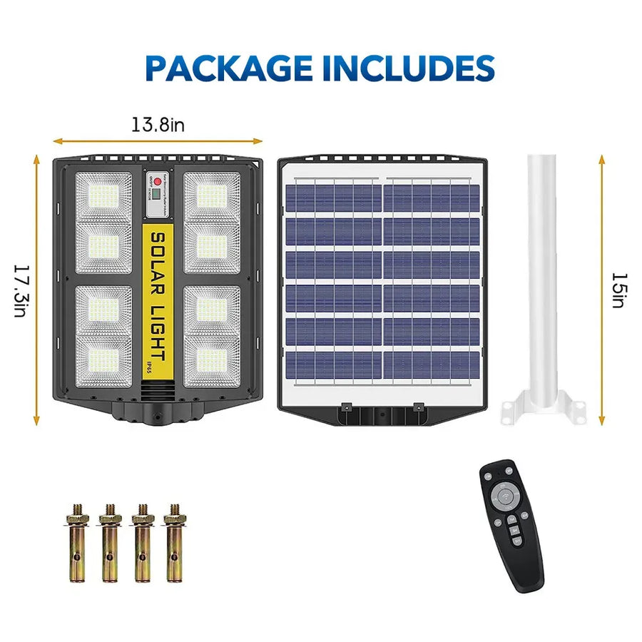 5000W Solar Street LED Light with Radar Sensor and Remote Control, Black